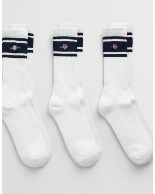 Gant White 3-Pack Shield Sport Socks for men