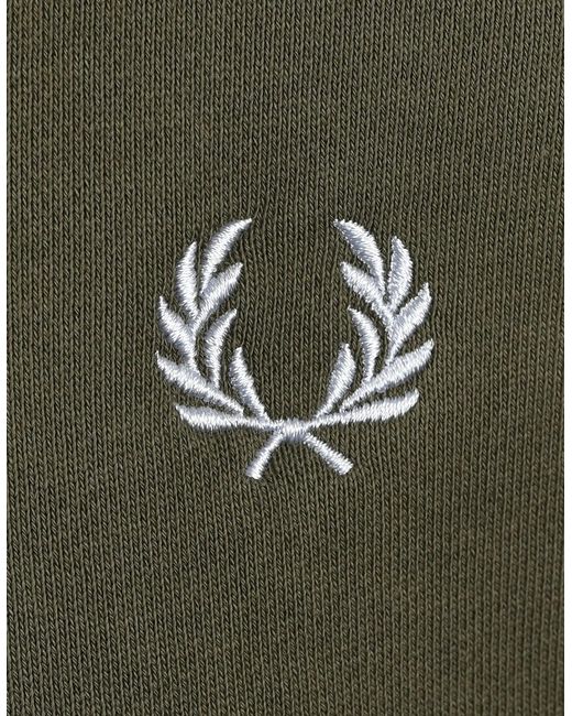 Fred Perry Green Half Zip Sweatshirt Laurel/Ecru/Dusky for men