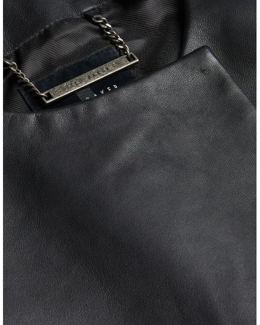 Ted Baker Black Obino Short Sleeve Leather Open Front Jacket