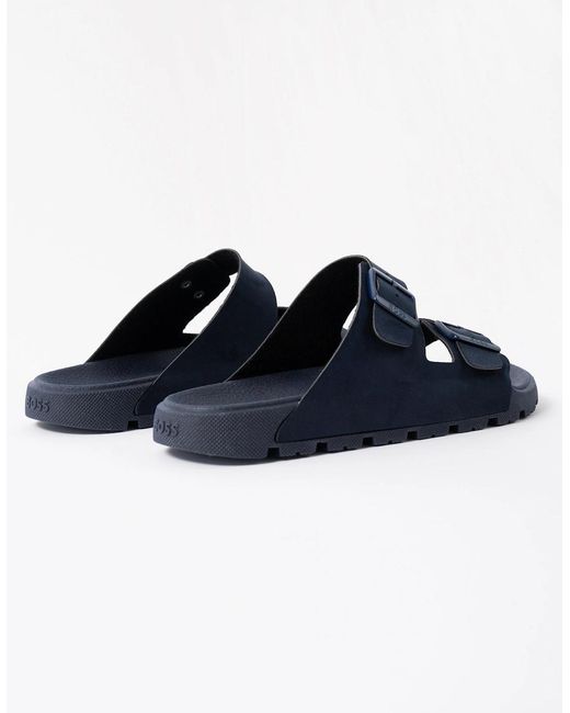 Boss Blue Boss Surfley Twin-Strap Slides With Branded Buckles for men