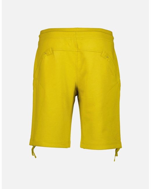 C P Company Yellow Diagonal Fleece Lens Sweat Shorts for men