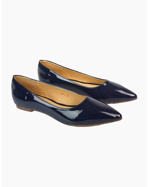 XY London Blue Ladies Cordelia Patent Pointed Ballerina Flats