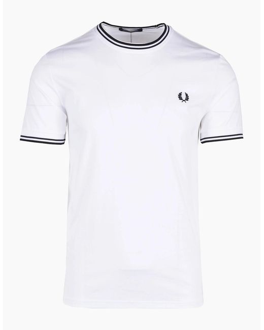 Fred Perry White Twin Tipped T-Shirt for men
