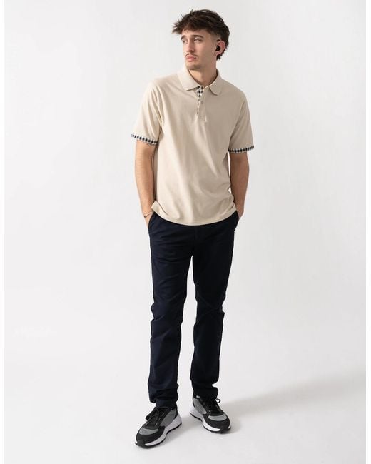 Aquascutum Natural Club Check Stretch Piquet Sleeves Polo Shirt for men