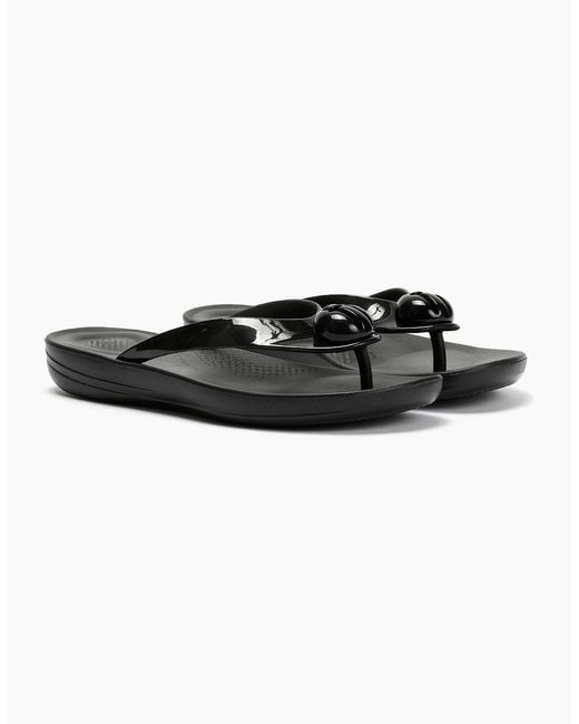 Fitflop Black Iqushion Glossy Button Flip Flops