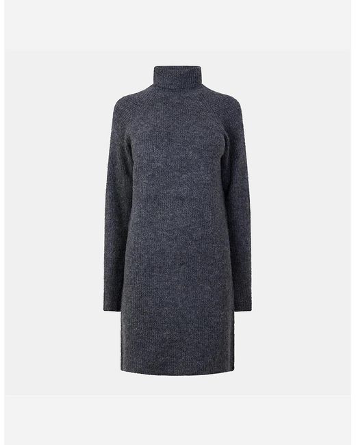 Pieces Blue Knit Turtleneck Long Sleeve Mini Sweater Dress