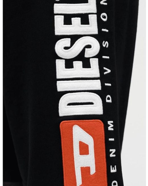 DIESEL Black Crow Large Logo Cotton Shorts for men