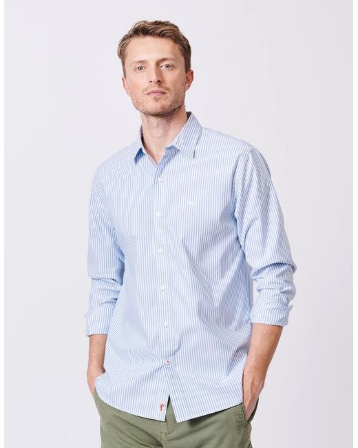 aubi Blue Chase Poplin Shirt for men