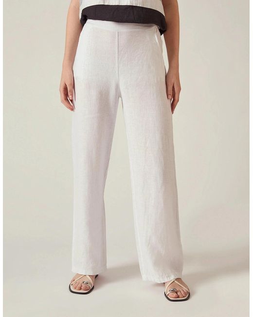 James Lakeland White Relaxed Linen Trousers