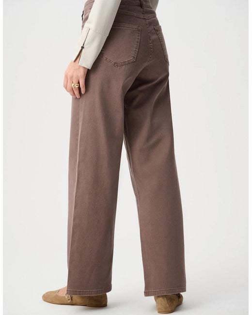 Joseph Ribkoff Red Goldie: Classic Wide Leg Feather Weave Jeans