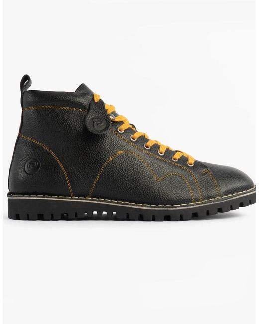 Popps Black 1961 Mod Leather Monkey Boots for men