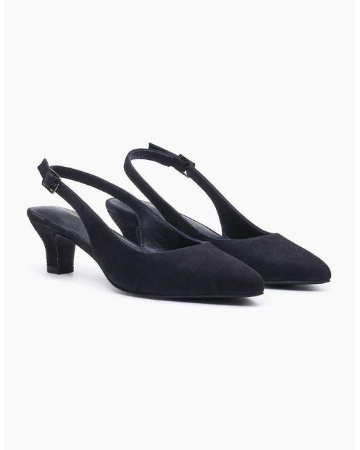 Hush Puppies Blue Nahla Buckle Kitten Heel Pointy Slingback Shoes