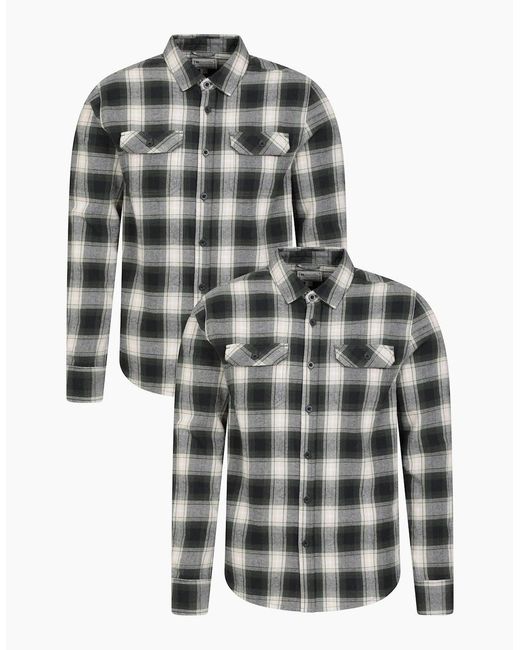 Mountain Warehouse Green Trace Flannel Shirt (Pack Of 2) for men