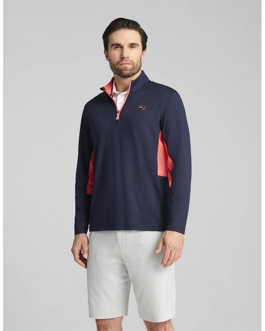 PUMA Blue Pure Quarter Zip Pullover Jumper for men