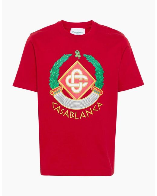 Casablanca Red Crest Printed T-Shirt for men