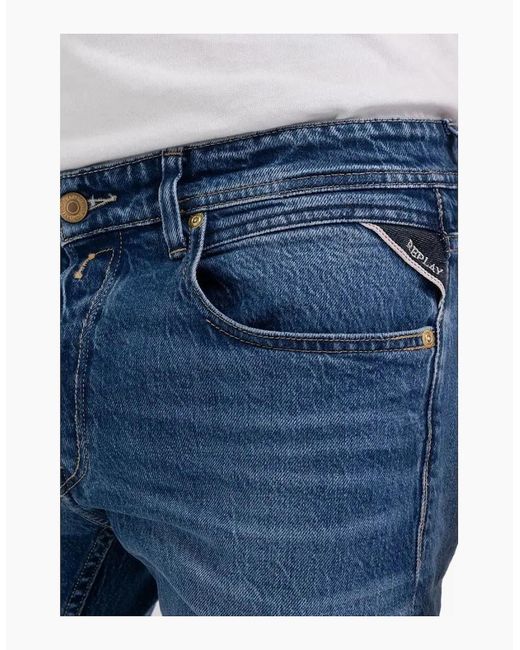 Replay Blue Grover Straight Fit Denim Jeans 009 for men