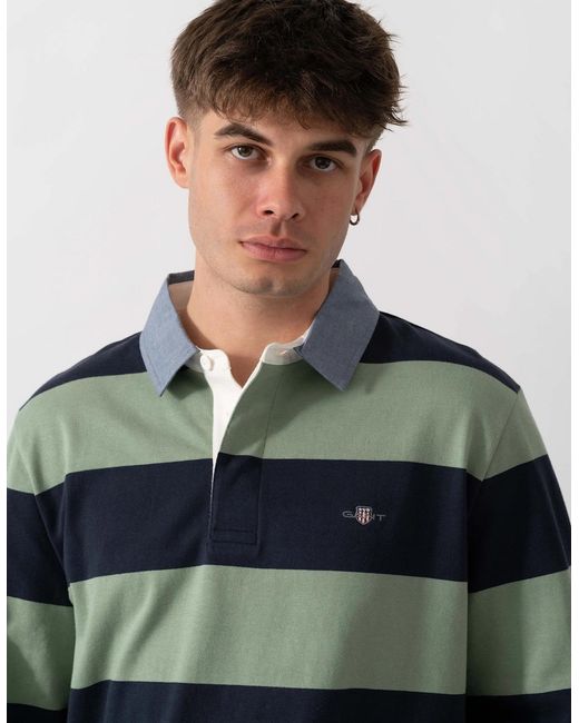 Gant Blue Regular Fit Chambray Stripe Heavy Rugger for men