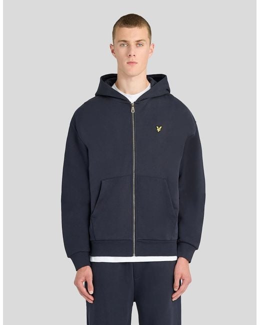 Lyle & Scott Blue Heavyweight Loopback Zip Hoodie for men