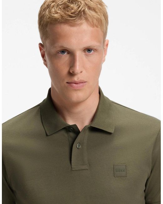 Boss Green Boss Passenger Stretch-Cotton Slim-Fit Polo Shirt With Logo Patch for men