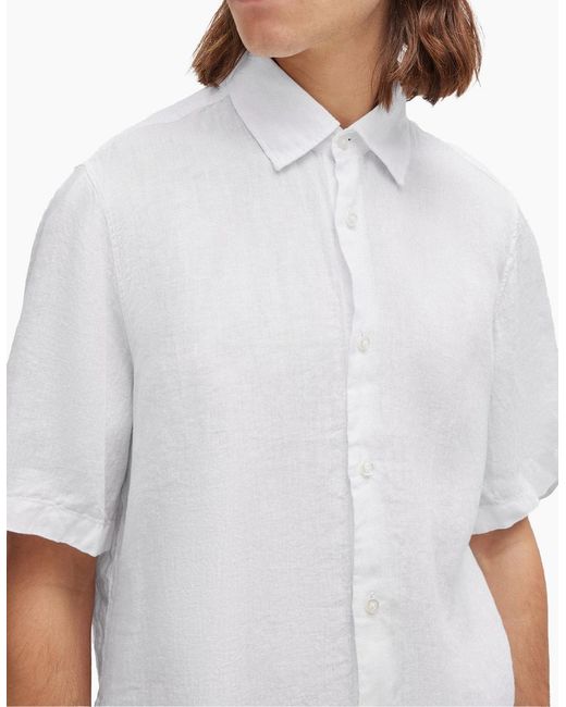 Boss White Boss Rash 2 Linen Short Sleeve Shirt for men