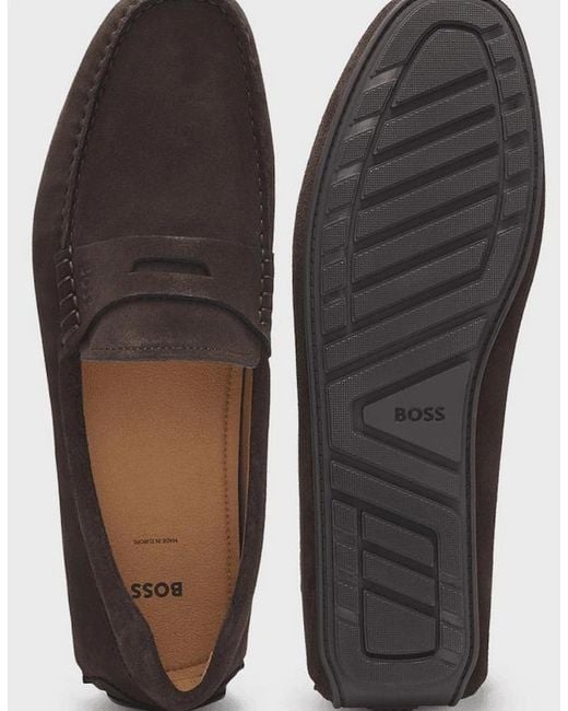 Boss Black Noel Moccasin Suede Dark Loafers for men