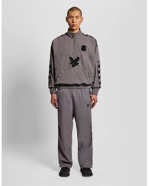 Lyle & Scott Gray Plaid Zipped Drill Pant for men