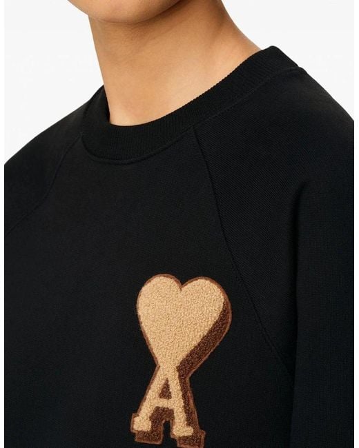 AMI Black Ami De Coeur Patch Logo Sweatshirt for men