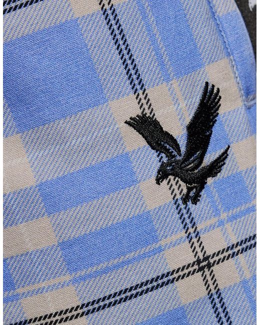 Lyle & Scott Blue Plaid Zipped Drill Pant for men