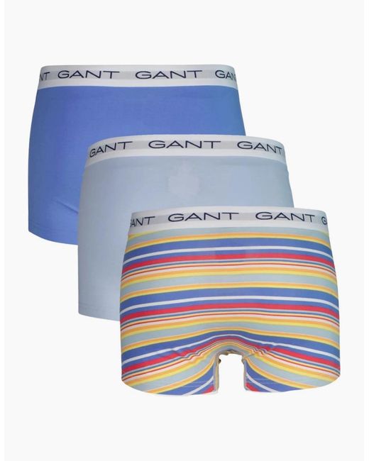 Gant Blue 3-Pack Stripe Print Boxer Trunks, Perfect for men