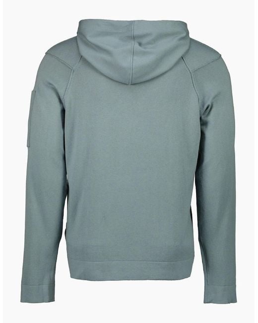 C P Company Blue Sea Island Knitted Lens Hoodie for men
