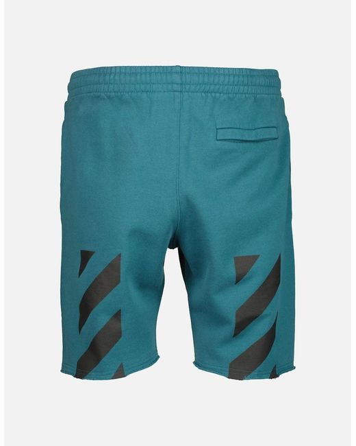 Off-White c/o Virgil Abloh Blue Diag Helvetica Sweat Bermudas for men