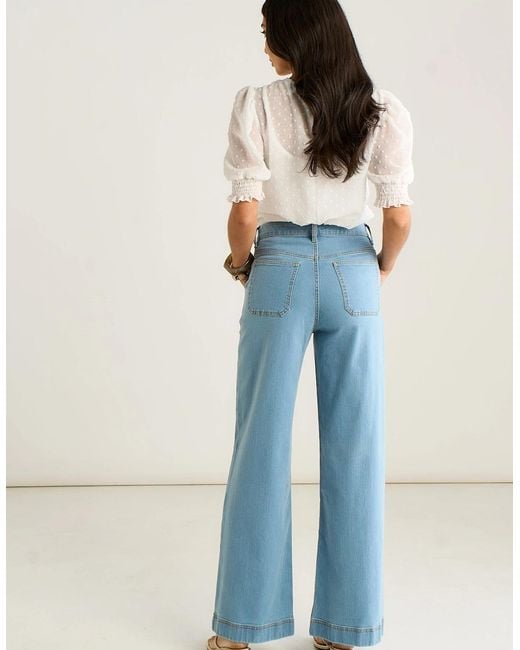 Gini London Blue Light Pleat Wide Leg Jean