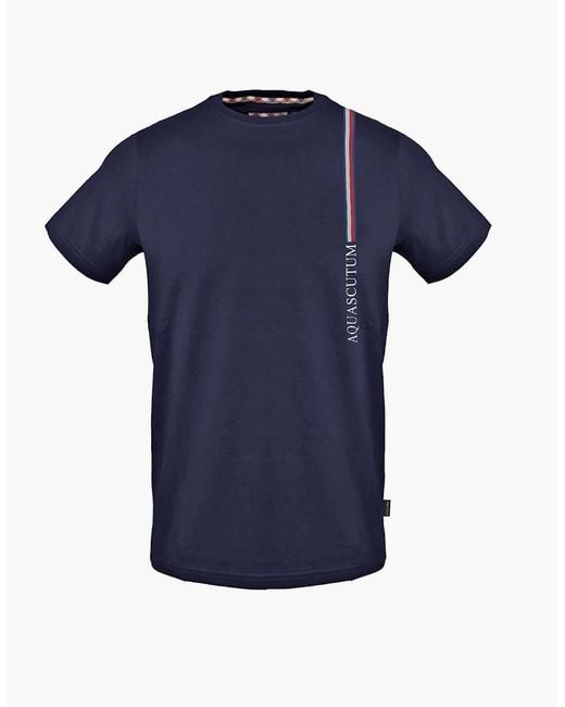 Aquascutum Blue Crew Neck Short Sleeve Jersey T-Shirt for men