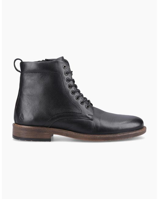 Hush Puppies Black Irwin Leather Ankle Boots for men