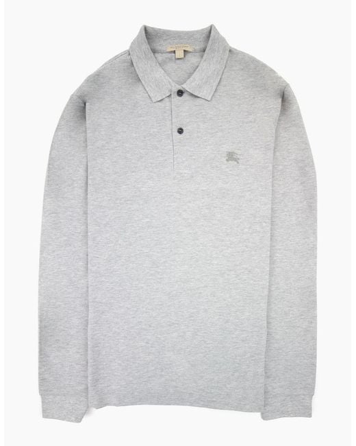 Burberry Gray Oxford Logo L/S Polo Melange for men