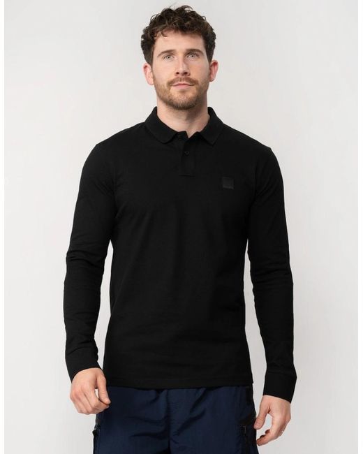 Boss Black Boss Passerby Long Sleeve Stretch-Cotton Polo Shirt With Logo Patch Nos for men
