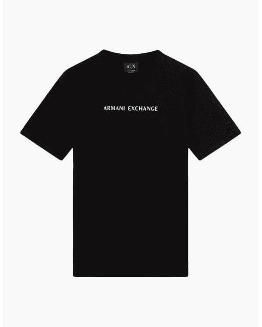 ARMANI EXCHANGE Black Regular Fit Print Logo T-Shirt for men