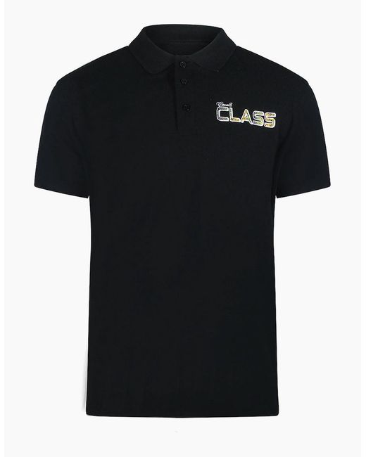 Roberto Cavalli Black Cavalli Class Vibrant Floral Logo Polo Shirt for men