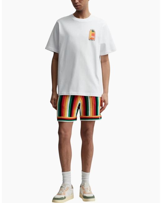 Casablanca White T Shirts Shorts Sleeve Crew Neck Gradient Arch Logo Cotton Tops for men