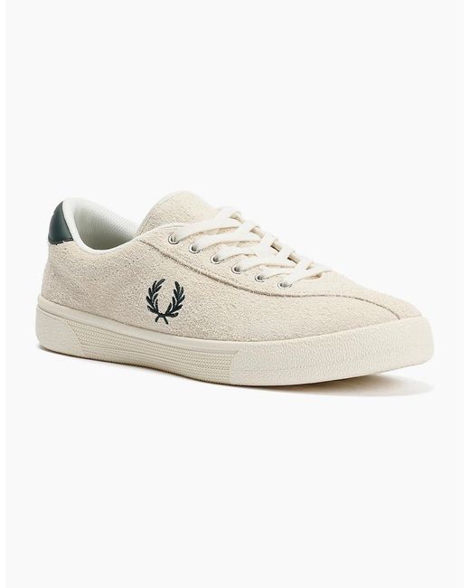 Fred Perry White Tennis Shoe Suede Ecru/Grassroot Trainers for men