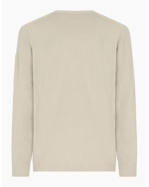 C P Company White Cotton Crepe Sweater for men
