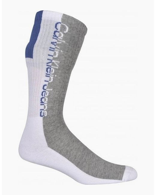 Calvin Klein Gray Jeans 3-Pack Mixed Logo Athleisure Sports Socks for men