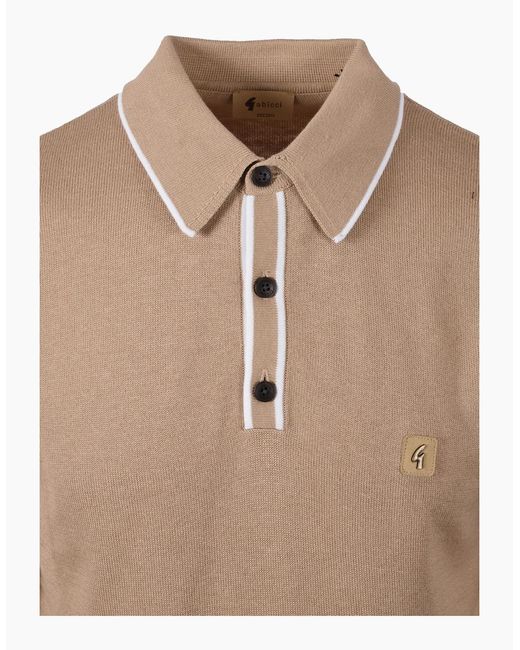 Gabicci Natural Lineker Knitted Polo Shirt Sandstone for men