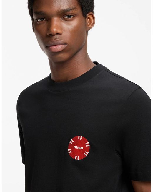 Boss Black Hugo Datril Cotton-Jersey T-Shirt With Poker-Chip Print for men