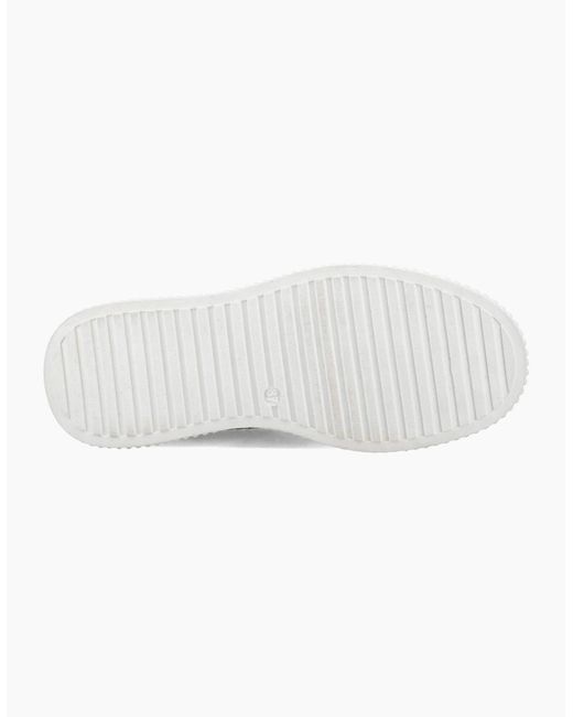 Hush Puppies White Haisley Woven Textile Taupe Standard Trainers