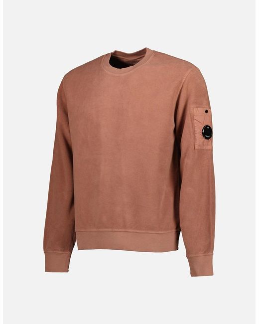 C P Company Brown Brushed Fleece Lens Sweat for men