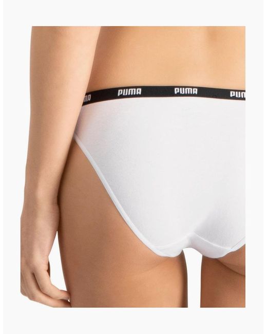 PUMA White 2-Pack Striped Logo Mid-Rise Strings