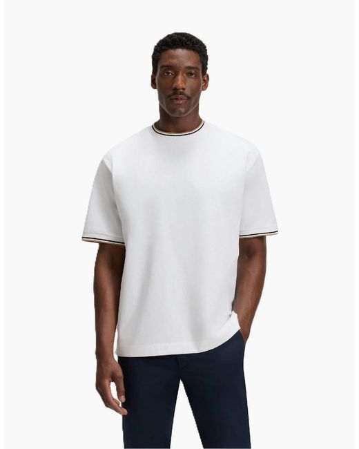 Boss White Crew Neck Short Sleeve Regular Fit T-Shirt for men