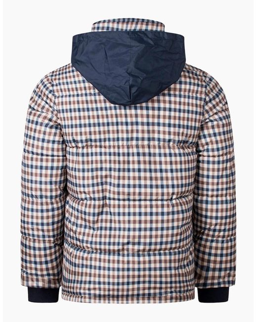 Aquascutum Gray Active Puffer Check Jacket for men