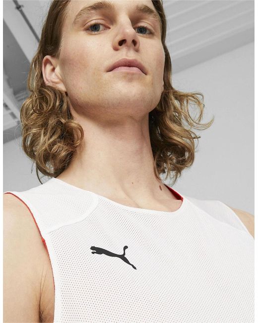 PUMA Red Hoops Team Reverse Practice Performance Basketball Jersey for men